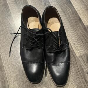 La Milano Johnson Men's Black Leather Cap Toe Wingtip Lace Up  Shoes Size 10.5